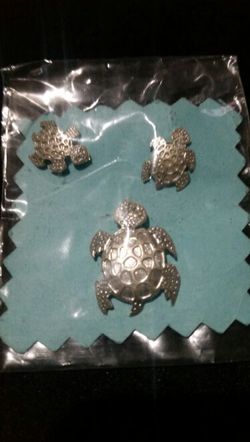 Sterling silver sea turtle set