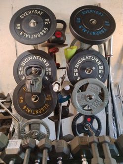 NEW  BUMPER  PLATES : (PAIRS OF)  55s = $130  /  45s = $110  /  35s = $80  /  25s = $65  /  15s = $45  / 10s = $35
 • I also have RUBBER (5s-90s) DUMB