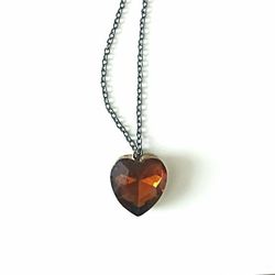 Amber Crystal Heart Necklace