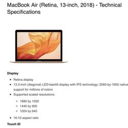 Apple Mac Book Air (2018) - Gold - 13” 