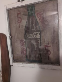 Vintage Coca-Cola Painted Window Sign