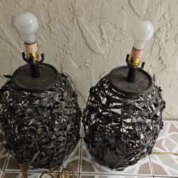 Antique ornate openwork metal lamps. H27" Diameter 13
Total $45
