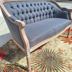Loveseat Gray Polyester 2-Seater Antique