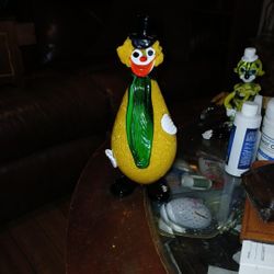 Vintage Murano Italian Art Glass Clown Yellow Summer Squas8.5" Tall