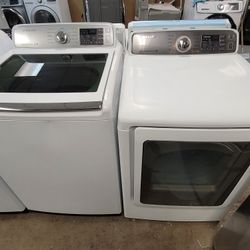 Samsung Large Capacity 5.0cu Ft Top Load Washer And Gas Dryer Set 
