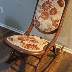 Vintage Antique 1920’s Low Style Folding Rocking Rocker Sewing Floral Chair