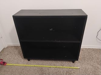 Vintage WOODEN BOOKCASE (2-tier 11" Shelf openings)in Distressed BLACK color 28" H X 30" L X 10.5" W