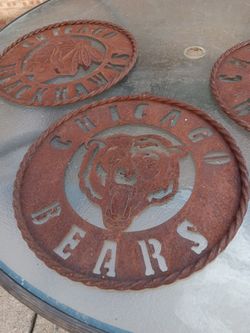 Vintage Style Rustic Metal Sign CHICAGO BEARS, CHICAGO BLACKHAWKS, White  Sox 