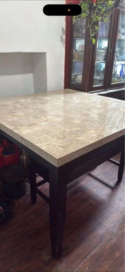 Marble Top Dining Table Dark Wood Base