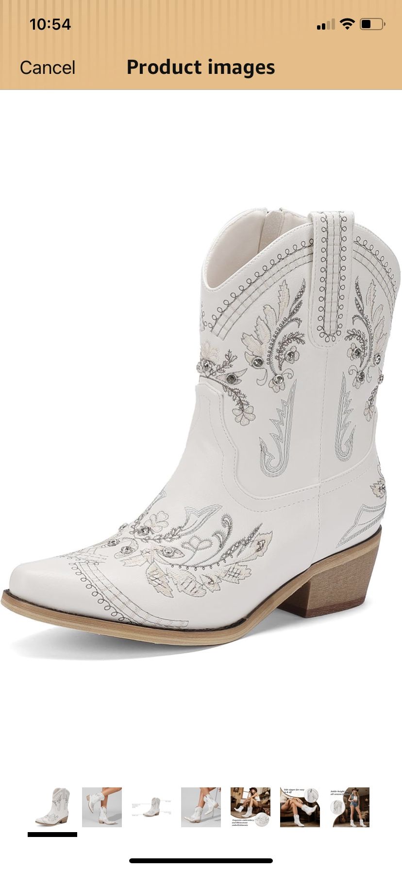 Women’s Rhinestone Ankle, Cowboy Boots, 8 1/2