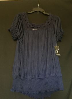 Navy Blue Plus Size Blouse