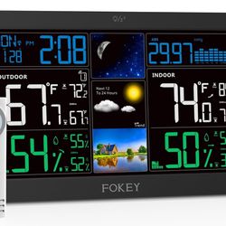 Weather Station Wireless Indoor Outdoor Thermometer Digital Clock Home Gauge 7.6in Large Display