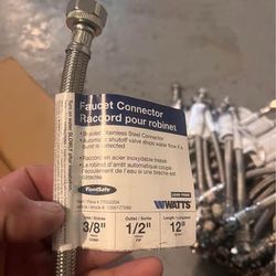 Faucet Connector 3/8” Inlet, 1/2” Outlet, 12” Length
