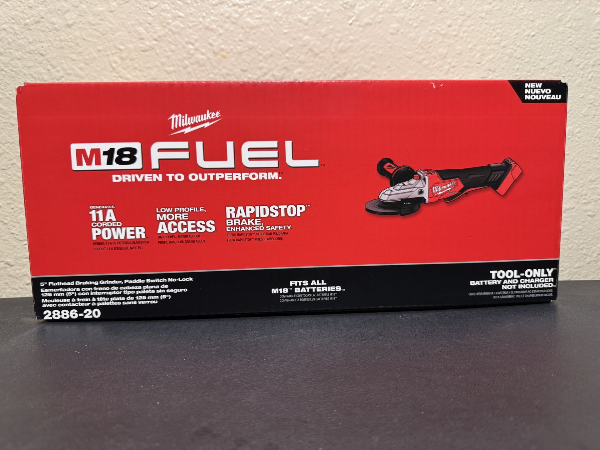 Milwaukee M18 FUEL 18V Lithium-Ion Brushless Cordless 5 in. Flathead Braking Grinder with Paddle Switch No-Lock (Tool-Only)