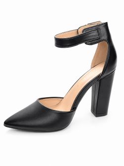 Women’s DREAM PAIRS Black Pointed Toe Ankle Strap Block Heel Pumps