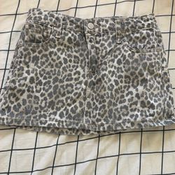 Cheetah Print Denim Skirt