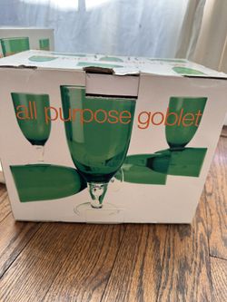 All Purpose Goblet, Cup, Glasses. Set Of 6, Two Boxes. Clear Green. Brand New. 