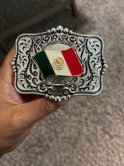 New Mexico Flag Western Belt Buckle – Silver Tone