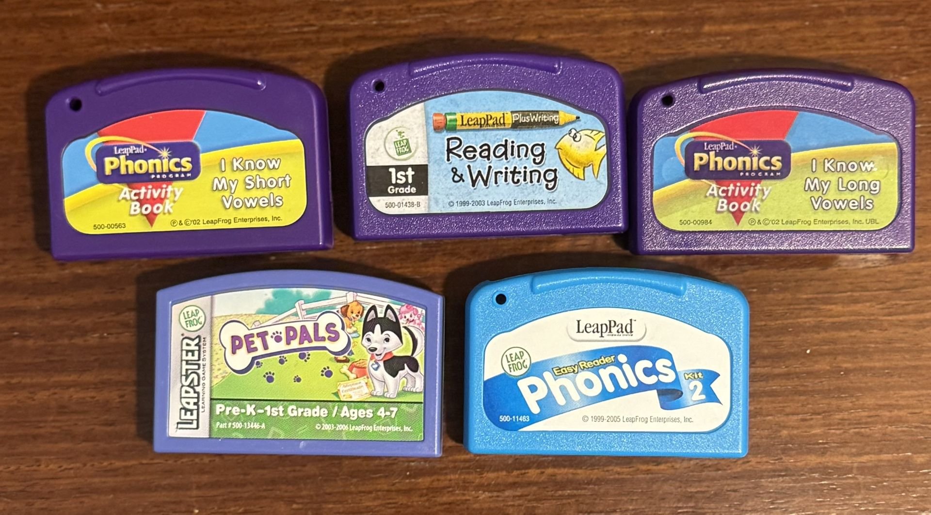 5 Leap Frog LeapPad Learning Game Cartridges-Phonics-Pet Pals-Read & Write-WORKS