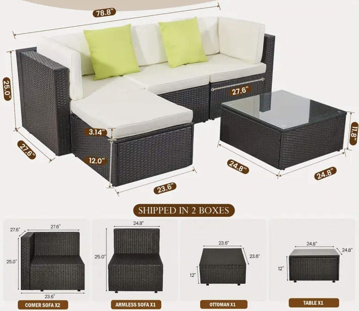 Brand New Patio Sectional Outdoor Furniture Set