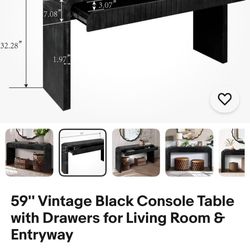 NEW IN BOX CONSOLE TABLE in BLACK COLOR