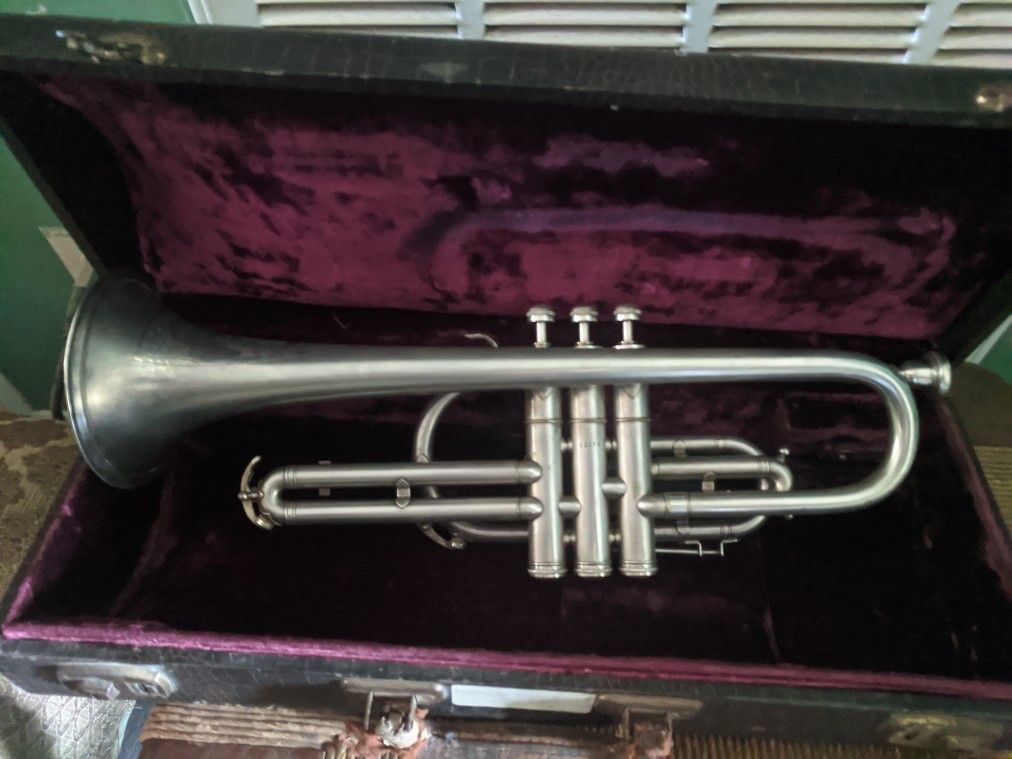 Rare "Indiana Band Instrument" silver Cornet #13179