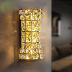 5435: New Crystal Wall Sconces, Modern Wall Light Fixtures for Living Room Bedroom Bathroom Hallway Doorway Stairway, Bedside, Tricolor Vanity Lightin