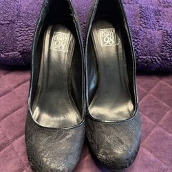 Black Lace Overlay Heels 