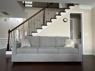 Gorgeous Excellent Condition “Living Spaces” Sofa - Light Gray - Deep Seating, 91” wide. Can Deliver Locally!