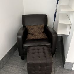 Leather Armchair And Ottoman