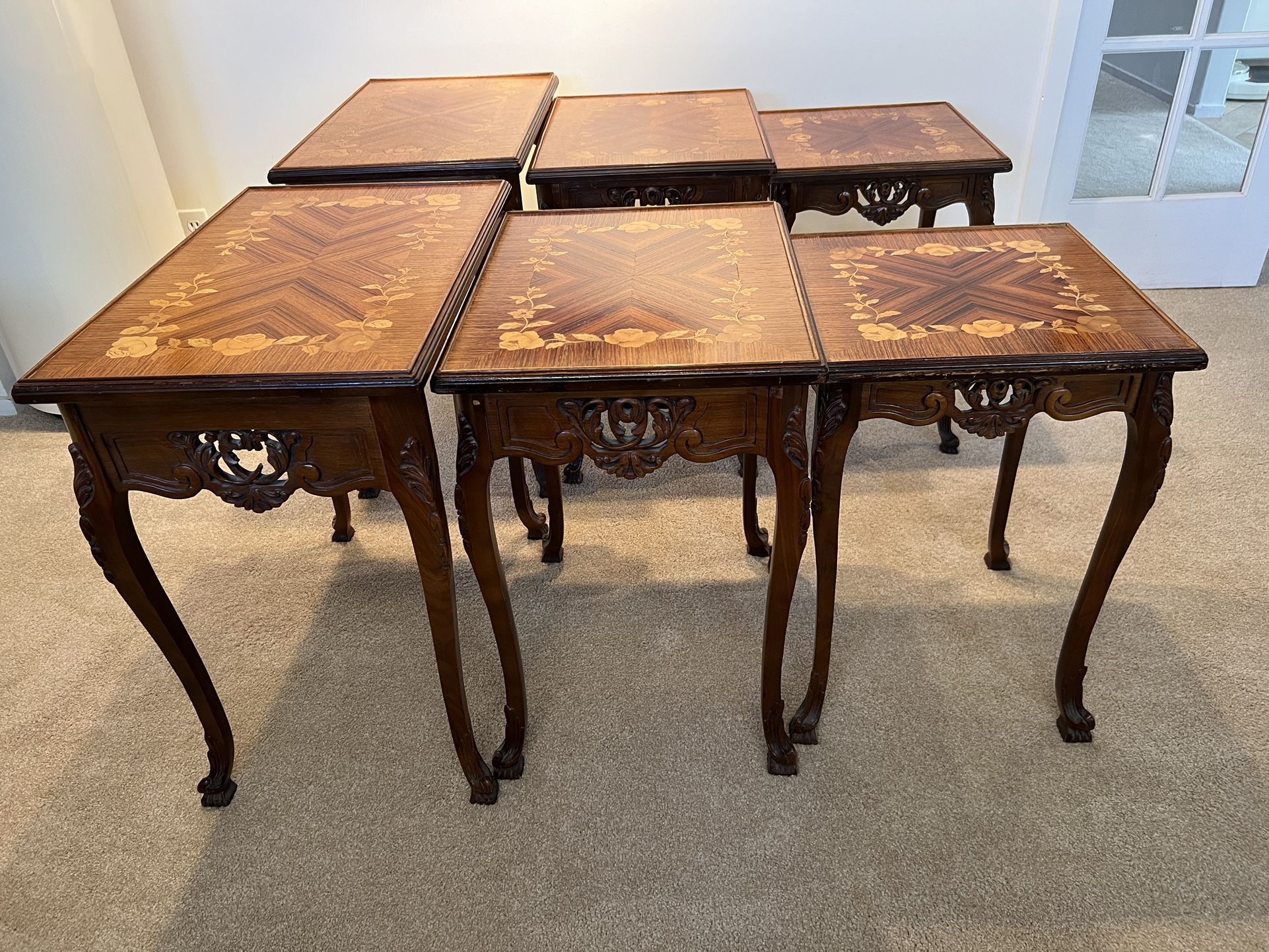 Antique Nesting Tables (2 Sets of 3 Tables. EACH Set PRICED and Sold Separately). 