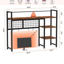 Wood Desk Counter Organizer Display Rack Shelves Exchangeable Left Right   New Condition Assembled Size Length 39", Width 10", Height 30"