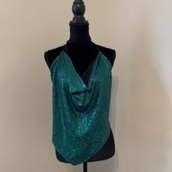 Hunter Green halterneck top in green Size 1XL