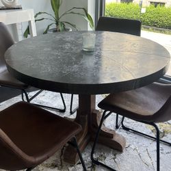 Round Industrial Dining Room Table 