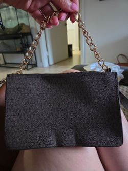 Michael Kors Brown Crossbody with Gold Chain Handle