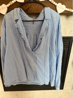 Anthropologie XL ginham blouse