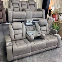 🚦New 🚦$10 Down Payment Finance ▪️▪️Backtrack Gray Power Reclining Sofa and Loveseat ▪️ Living Room Set