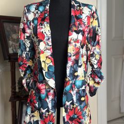 SHEIN Unity Floral Print Shawl Collar Open Front Blazer