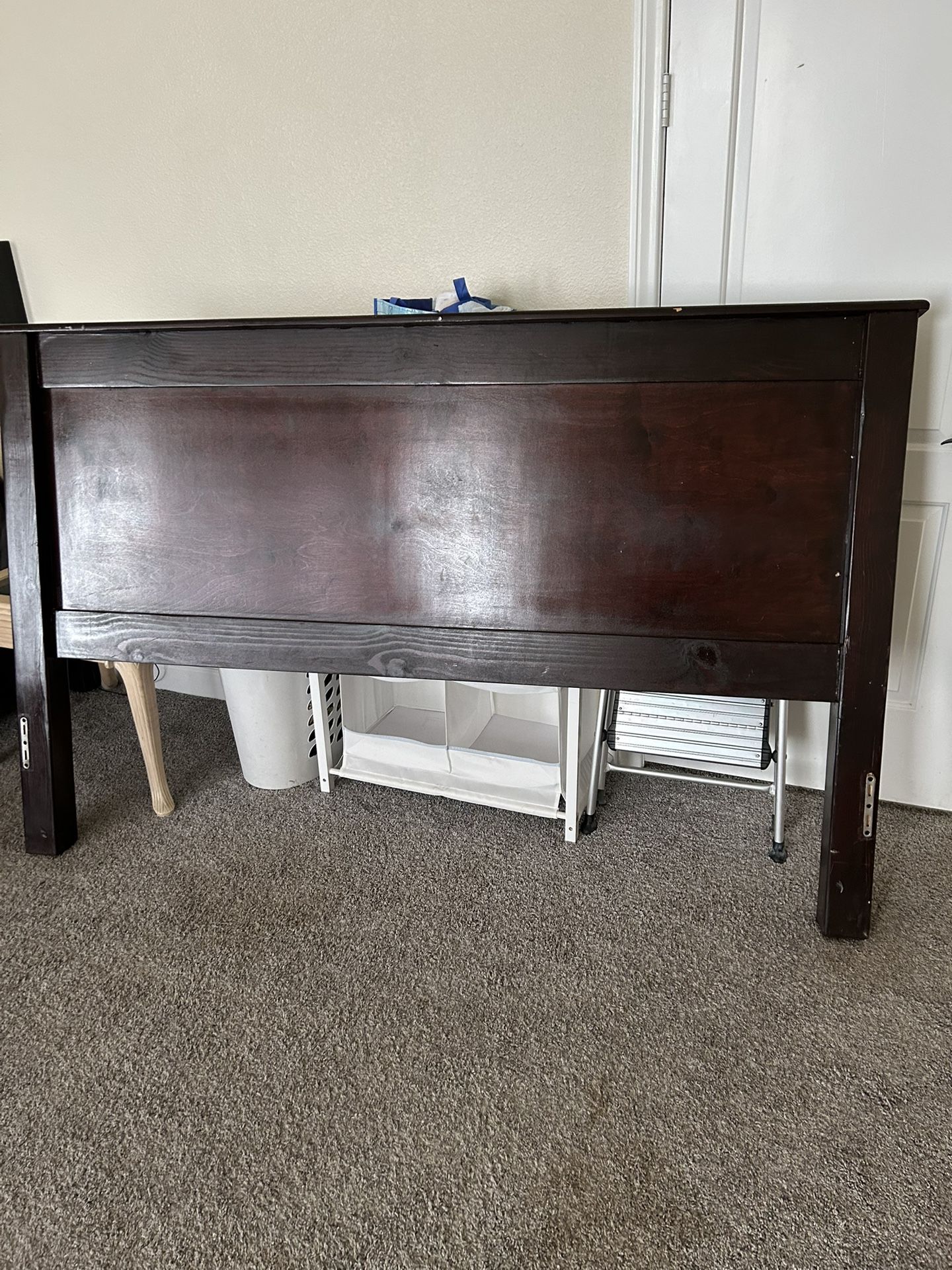 Dark Cherry Wood Cal King Bed Frame