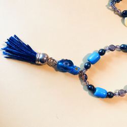 Blue Boutique Necklace With Tassel NEW