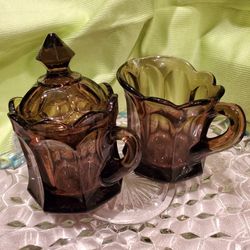 Imperial glass cream & sugar with lid / no chips or cracks