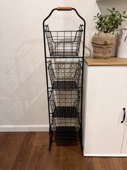 4 - Tier Standing Wire Basket Black