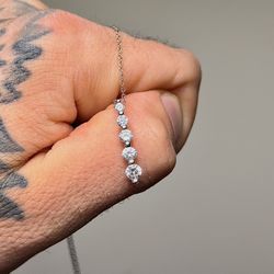 Gorgeous 😍 !! White Sapphire Set In 925 Sterling Silver Necklace !