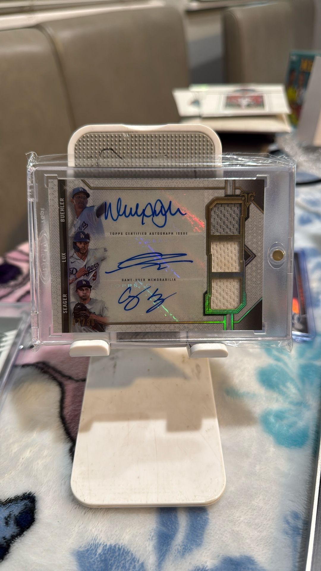 2021 Topps Triple Threads Los Angels Dodgers. Buehler, Lux and Seager Autograph 7/36