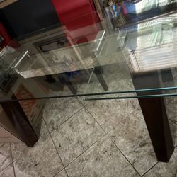 Red Chair Glass Table