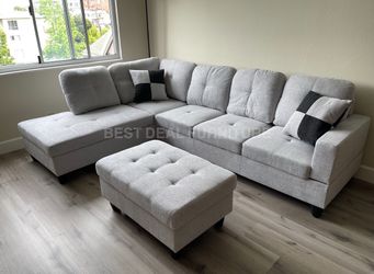 New Sectional + Storage Ottoman  — Left or Right Chaise — Delivery Available