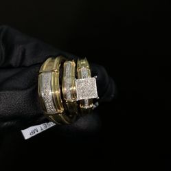 10k Gold With 0.22CT Diamond Trio Set 