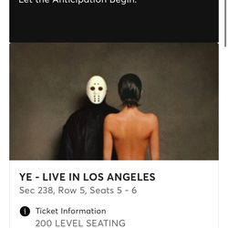 Kanye West Ye Concert Tickets April 1 Sec 238 200s Sofi x2