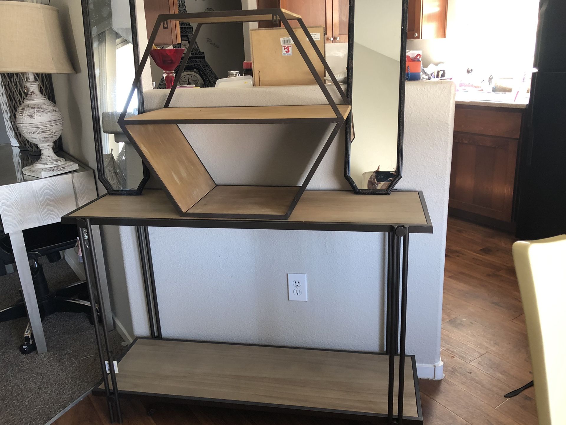 New Console Table& Shelf By Three Hands Furnitures Pine Wood & Metal Mix