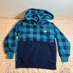 Toddler 2T (24 Months) Carter’s Blue Plaid Fleece Hoodie Sweatshirt